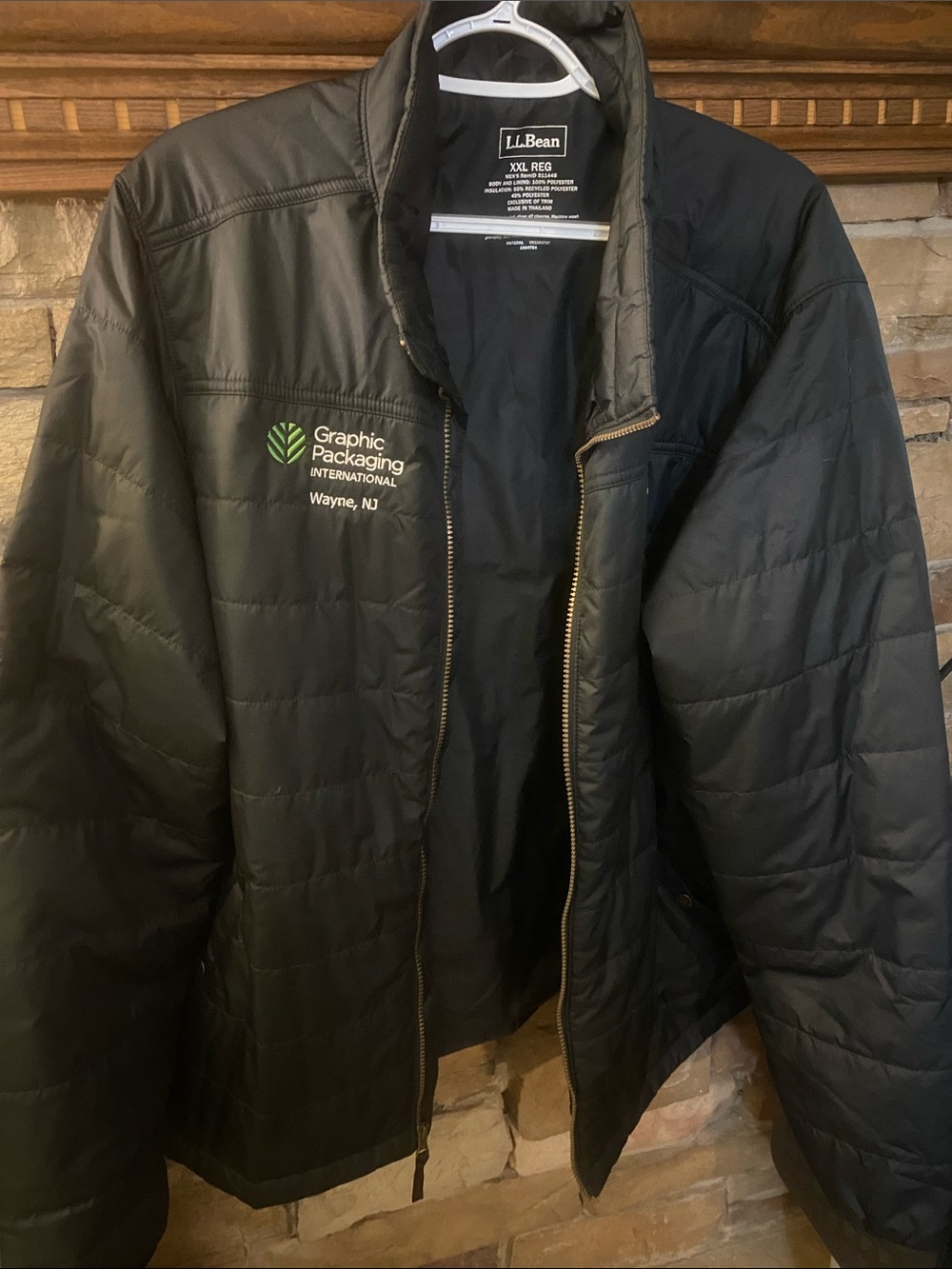 L.L. Bean Black Quilted Puffer Jacket with Embroidered Logo